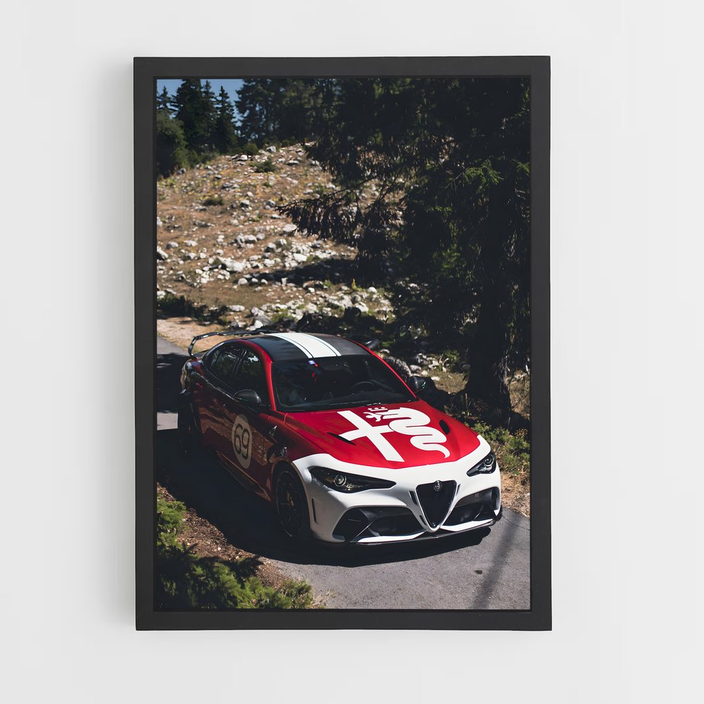 Poster Route Rouge et Blanche – affiche Alfa Romeo (vue 2)